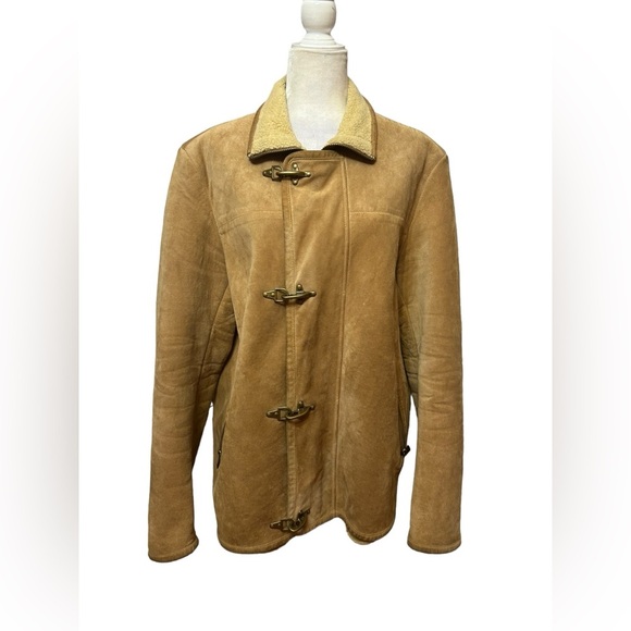 Micheal Kors Leather Coat Womens size large Tan color - Picture 2 of 16